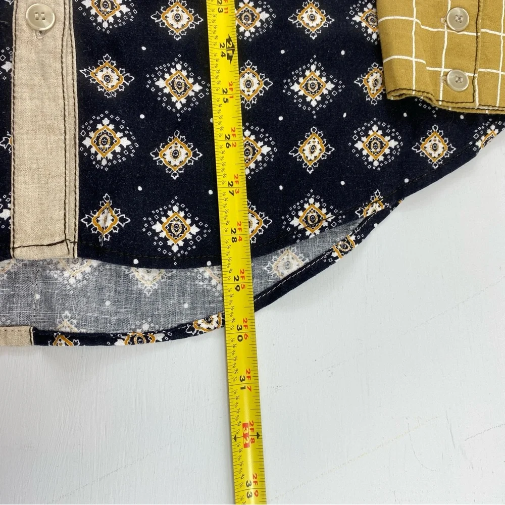 Free People We The Free Women’s Navy and Beige Patterned Button Down Shirt M - Picture 13 of 13